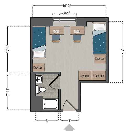 Griesedieck Hall Double Deluxe Floor Plan