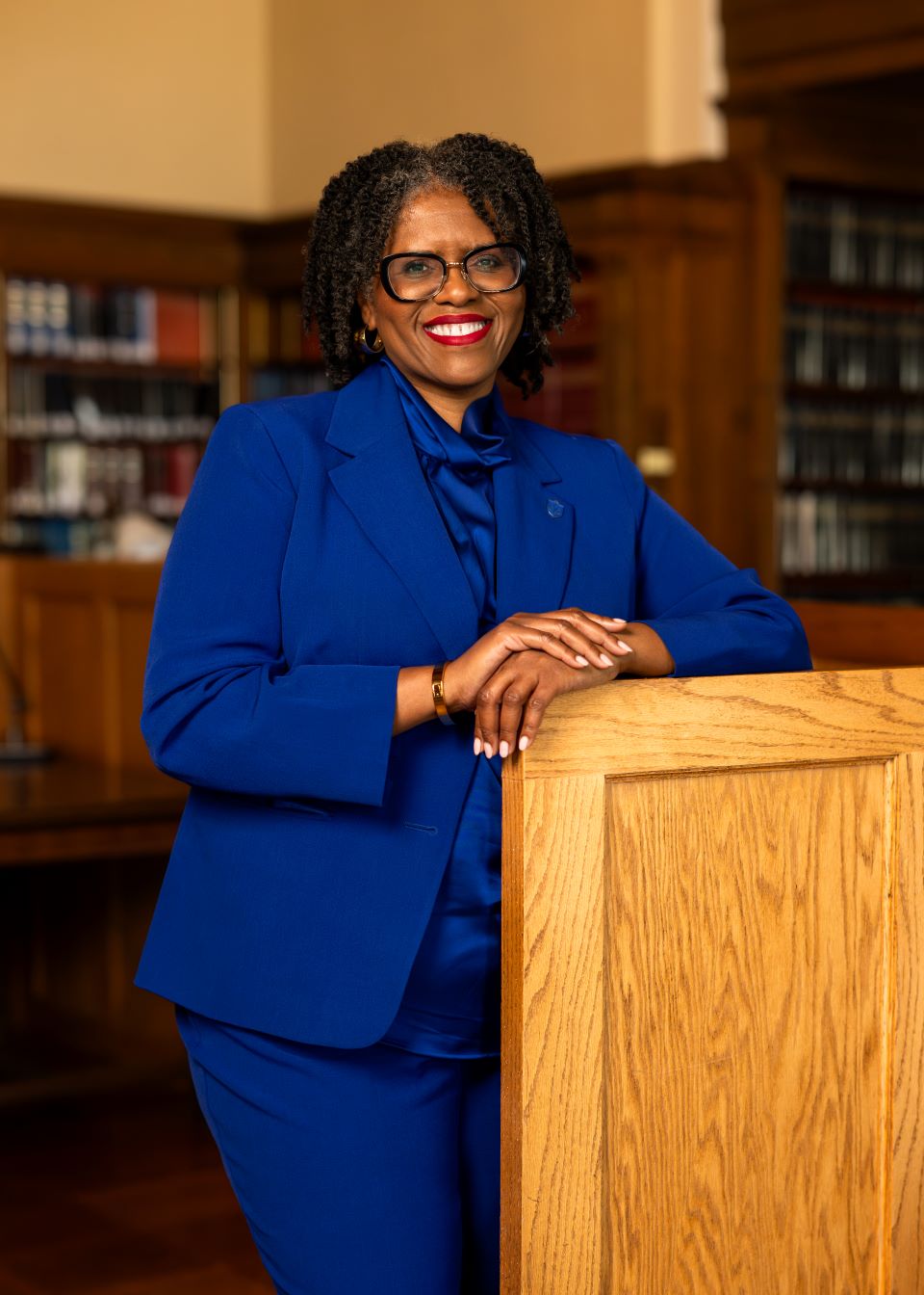 Dean Johnson poses in the library of the Civil Courthouse in downtown St. Louis