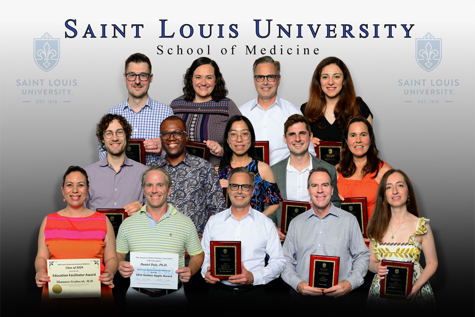 Some of the Faculty award recipents at the 2024 Saint Louis University School of Medicine Faculty Award Banquet